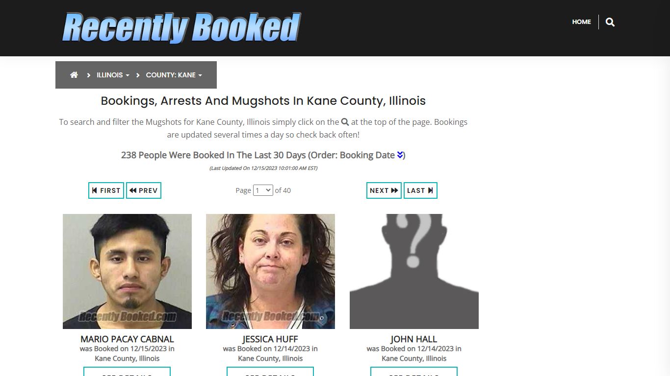 Recent bookings, Arrests, Mugshots in Kane County, Illinois